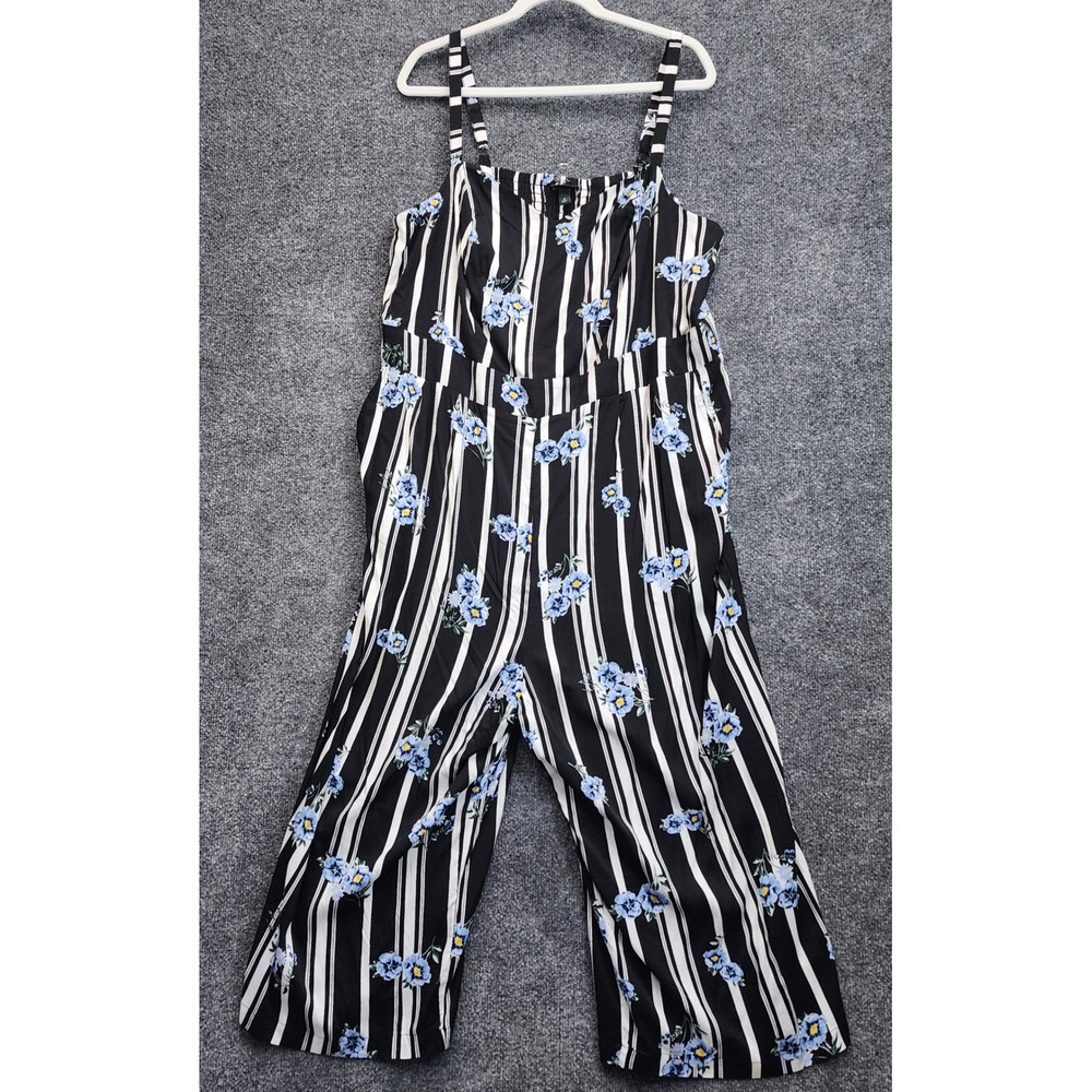 NWT Torrid Women's Floral Stripe Culotte Jumpsuit Wide Leg Boho Summer Rayon 3